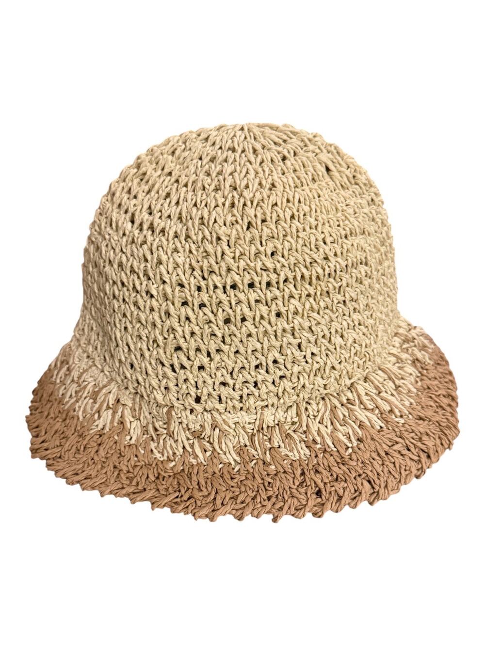 Eugenia Kim NY Paper Straw Bucket Hat Beige Tan Two Tone One Size